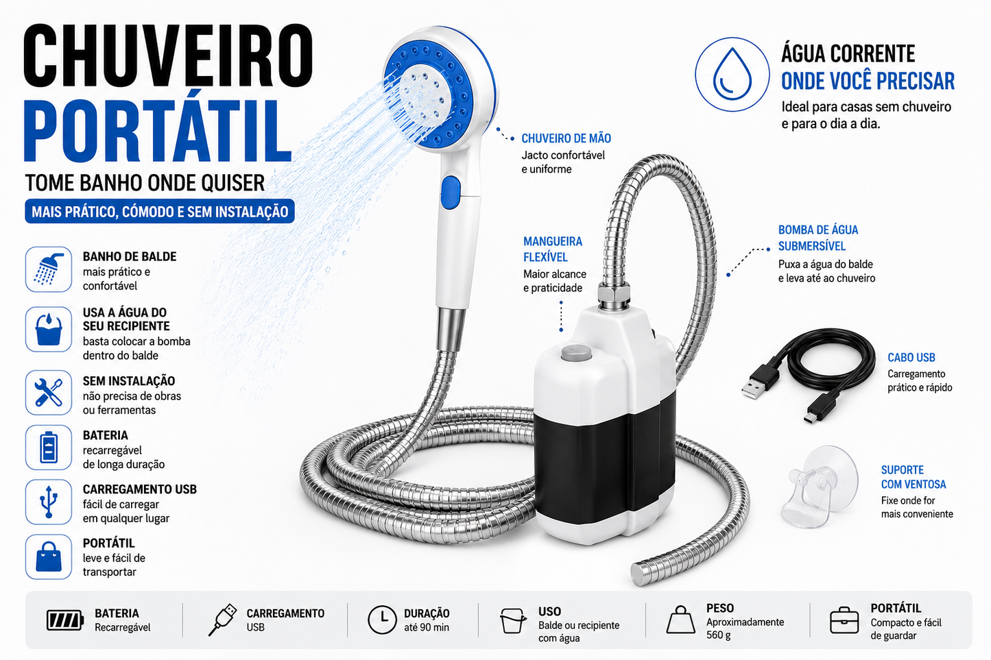 🚿 CHUVEIRO PORTÁTIL