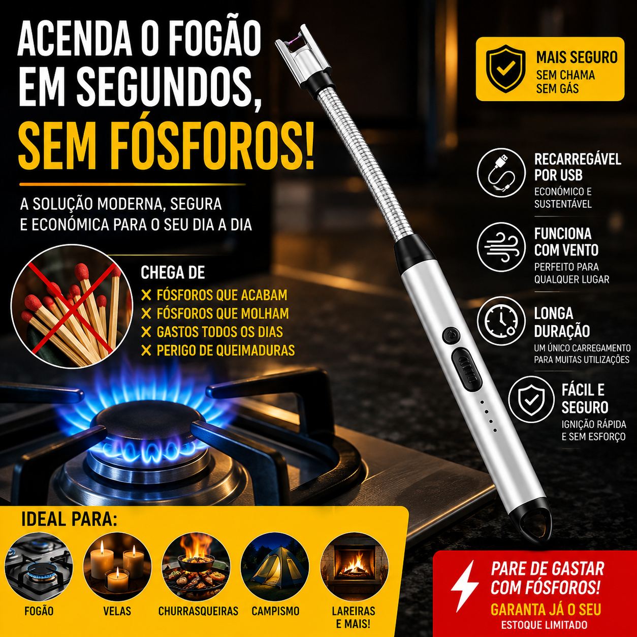 Isqueiro Elétrico (funciona sem precisar de gás)
