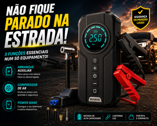 Jump Starter e Compressor de Ar Portátil