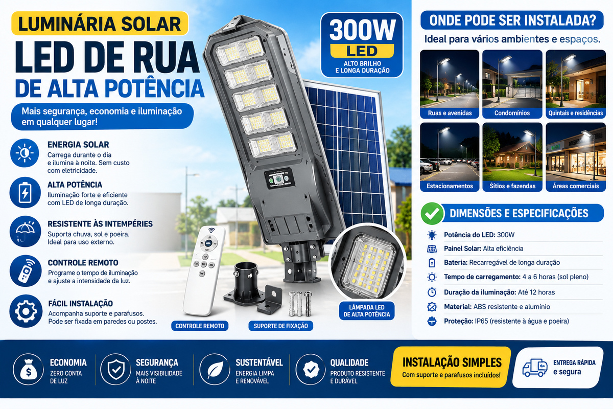 Luz Solar Led Kasem(luz+remote+suporte)