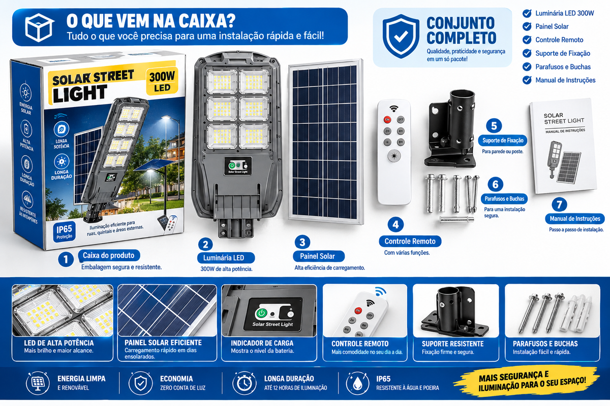 Luz Solar Led Kasem(luz+remote+suporte)
