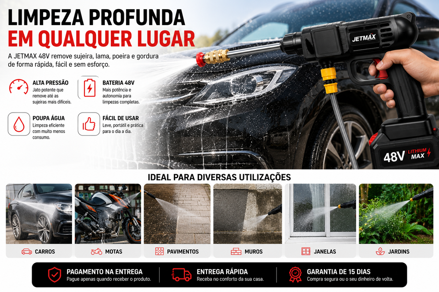Pistola Lavajato de Alta Pressão | Limpeza Potente Sem Esforço