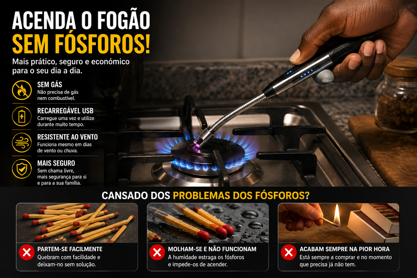 Isqueiro Elétrico (funciona sem precisar de gás)