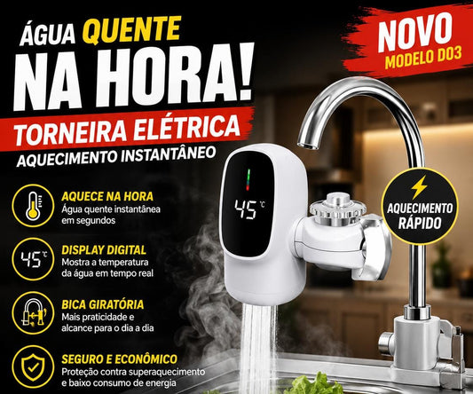 Torneira Elétrica D03 com Aquecimento Instantâneo e Display Digital